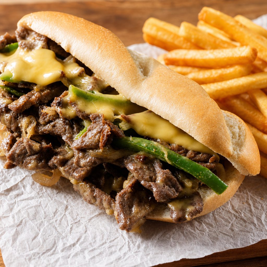 Philly Steak Cheese Sandwich.